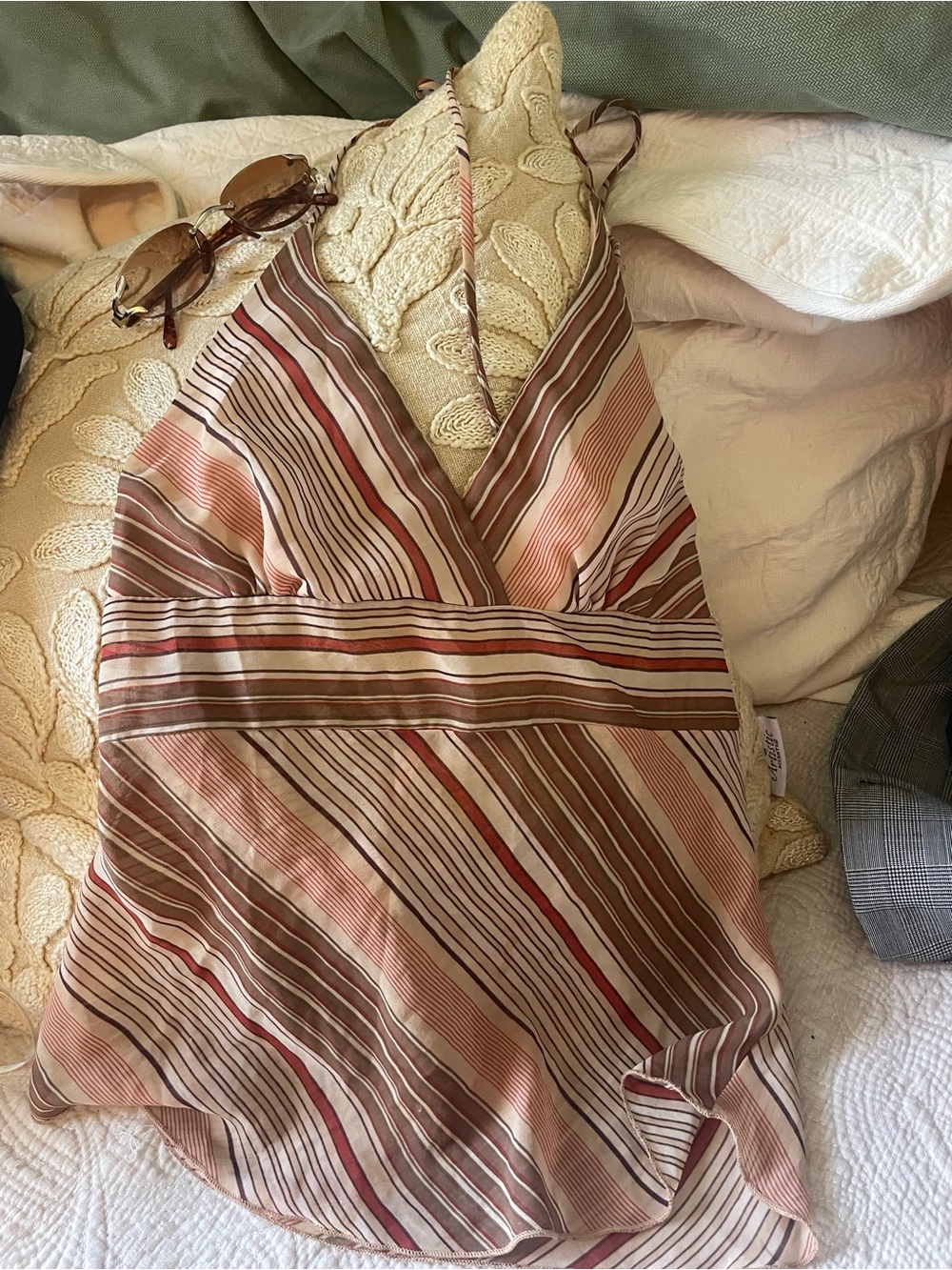 Forever 21 Striped Halter Top in Pink, Taupe, and Brown